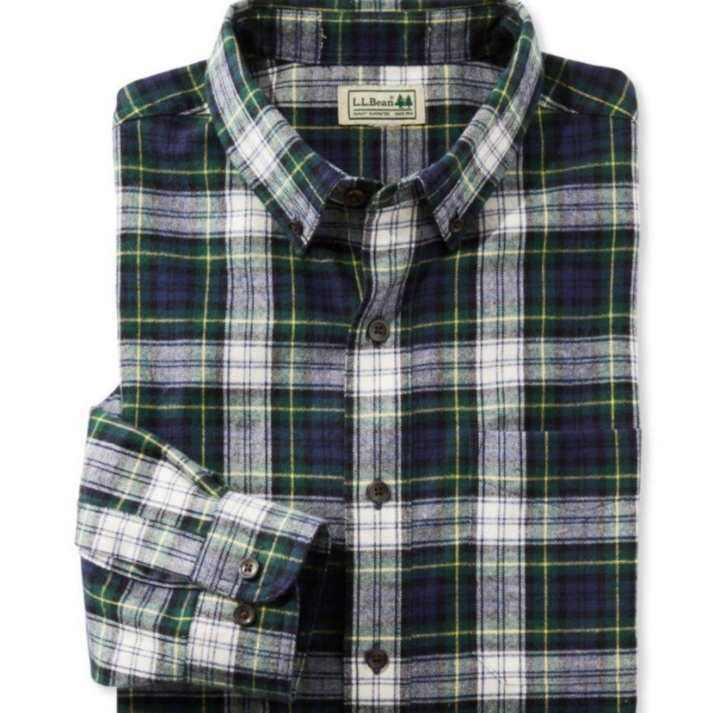 LL Bean Scotch Plaid Flannel Shirt